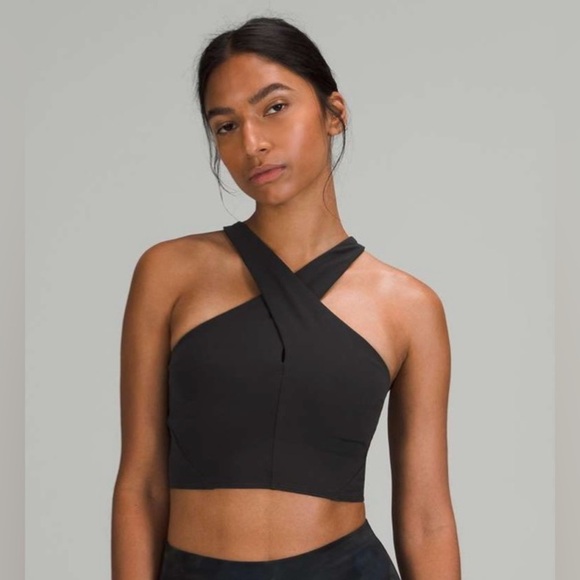 Lululemon Black Wrap-Front Longline Bra/Crop Top - Picture 3 of 5
